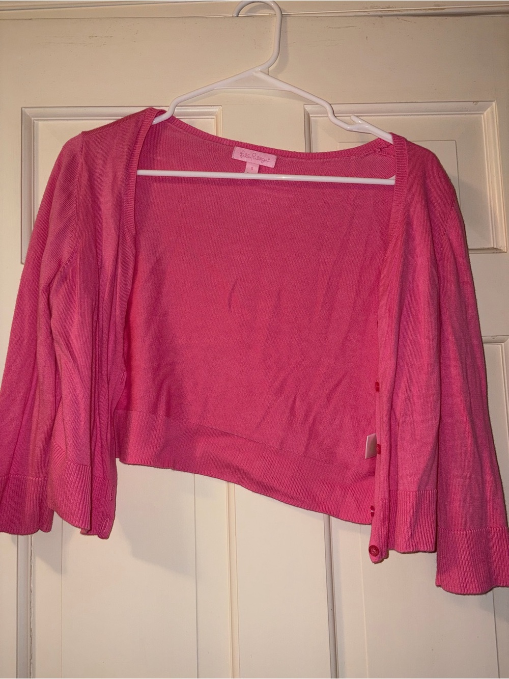 Lilly Pulitzer Bright Pink Quarter Length Cropped Cardigan